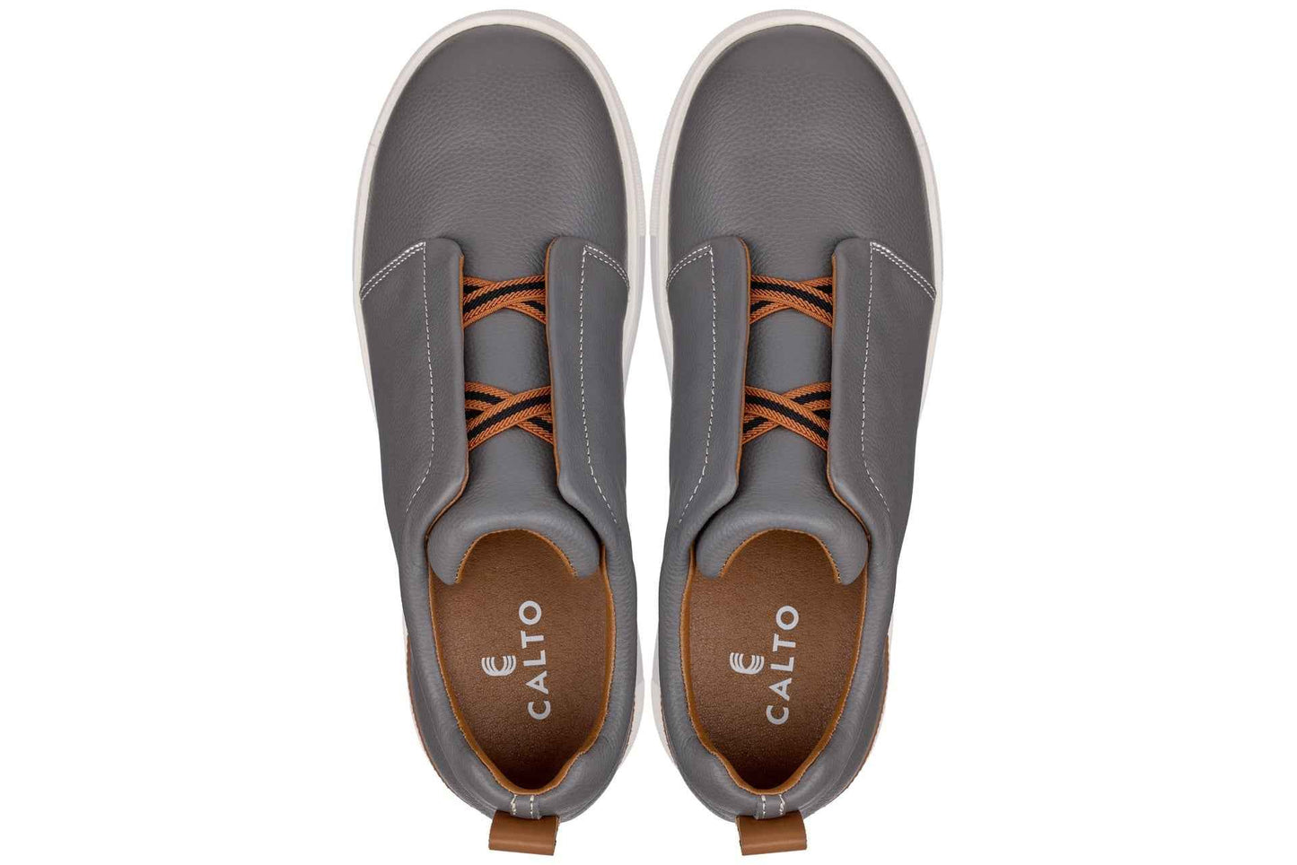 CALTO - J1935  - 2.6 Inches Taller (Grey) - Slip-On Snoafers