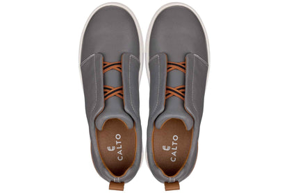CALTO - J1935  - 2.6 Inches Taller (Grey) - Slip-On Snoafers