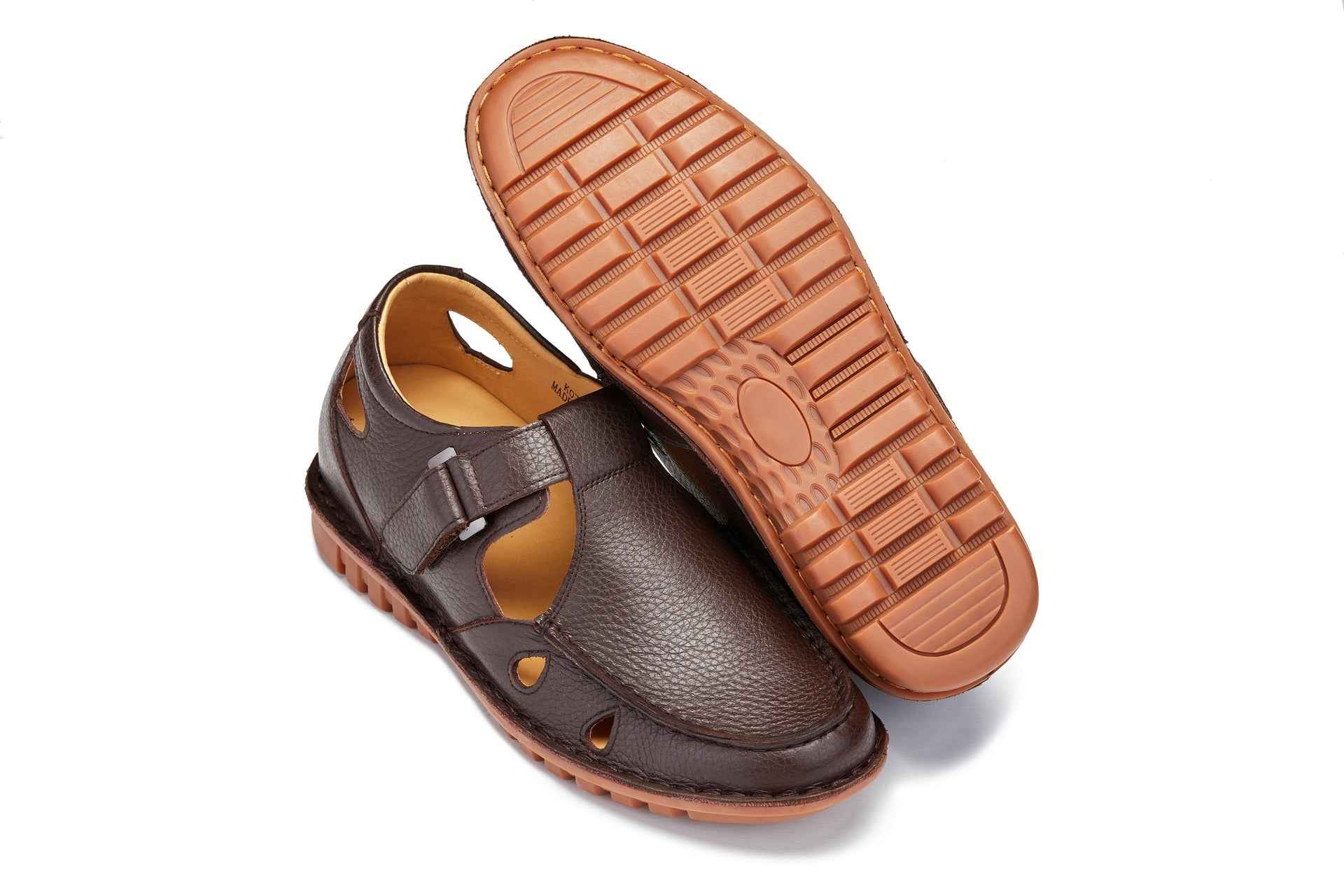 CALTO - K0752 - 2.8 Inches Taller (Coffee Brown) - Lightweight Casual Fisherman Sandal Tallmenshoes.com
