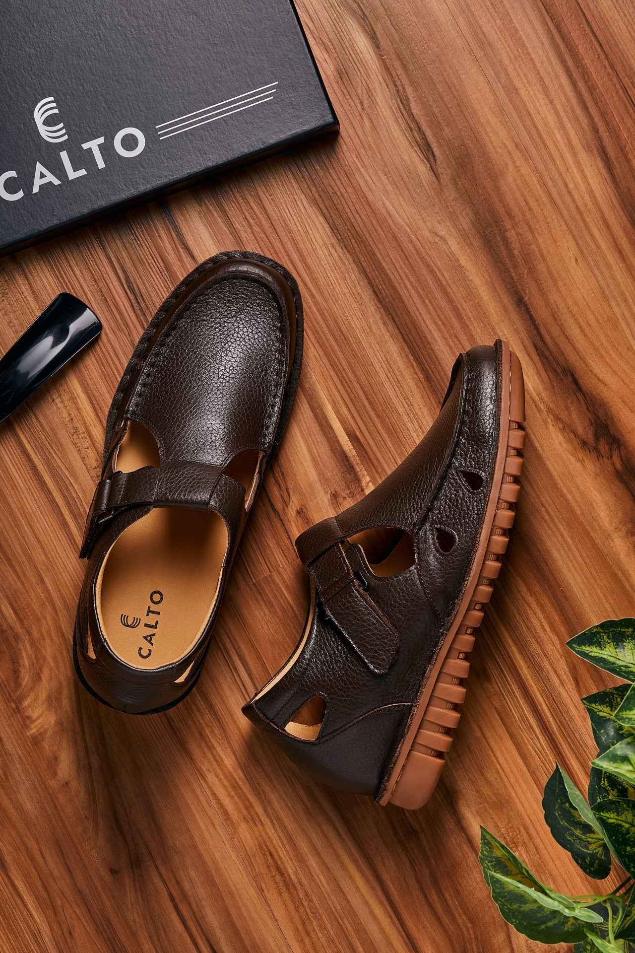 CALTO - K0752 - 2.8 Inches Taller (Coffee Brown) - Lightweight Casual Fisherman Sandal Tallmenshoes.com