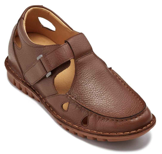 CALTO - K0753 - 2.8 Inches Taller (Camel Brown) - Lightweight Casual Fisherman Sandal Tallmenshoes.com