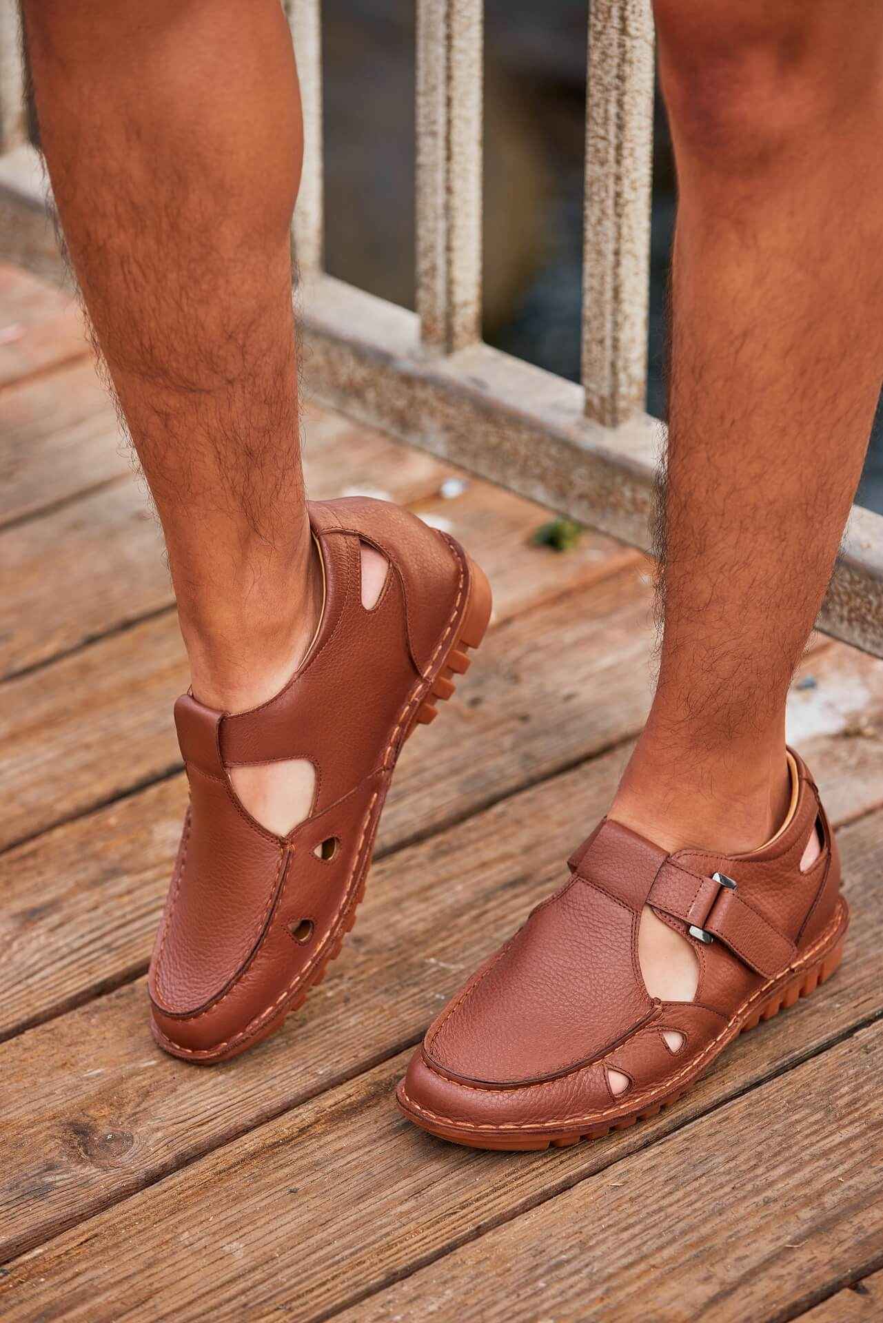CALTO - K0753 - 2.8 Inches Taller (Camel Brown) - Lightweight Casual Fisherman Sandal Tallmenshoes.com