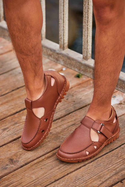 CALTO - K0753 - 2.8 Inches Taller (Camel Brown) - Lightweight Casual Fisherman Sandal Tallmenshoes.com