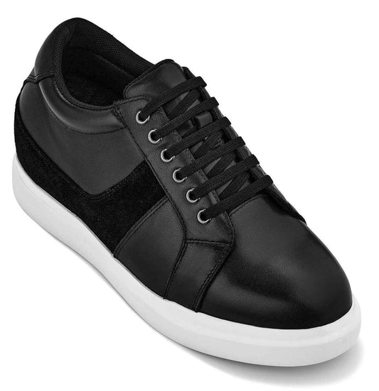CALTO - K1530 - 3 Inches Taller (Black) - Lightweight Leather Sneakers Tallmenshoes.com