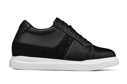 CALTO - K1530 - 3 Inches Taller (Black) - Lightweight Leather Sneakers Tallmenshoes.com