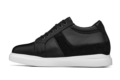 CALTO - K1530 - 3 Inches Taller (Black) - Lightweight Leather Sneakers Tallmenshoes.com