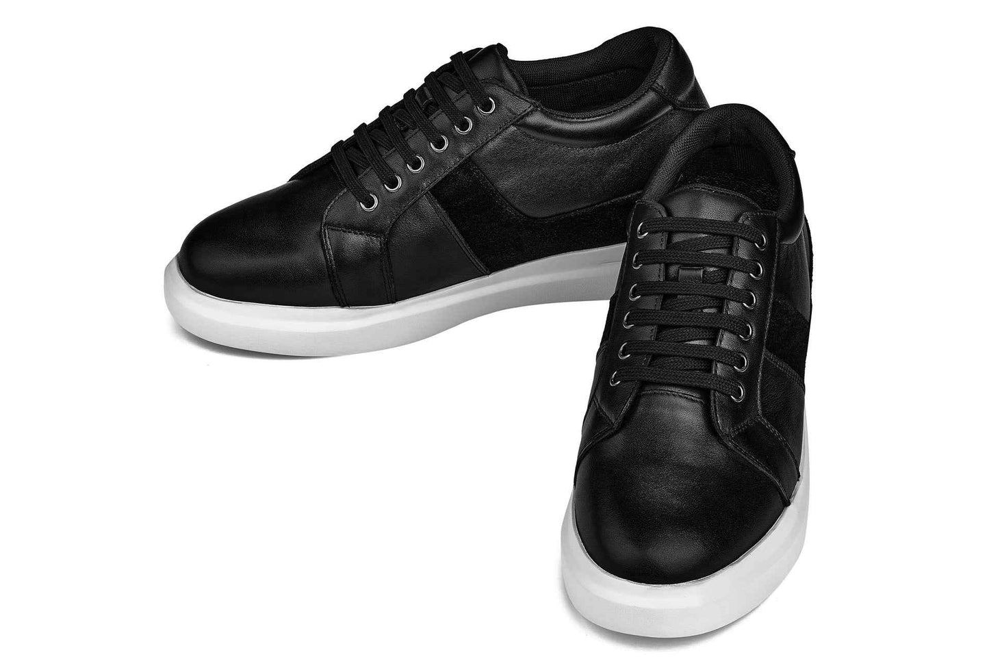 CALTO - K1530 - 3 Inches Taller (Black) - Lightweight Leather Sneakers Tallmenshoes.com