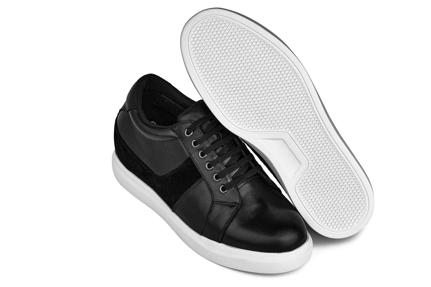 CALTO - K1530 - 3 Inches Taller (Black) - Lightweight Leather Sneakers Tallmenshoes.com