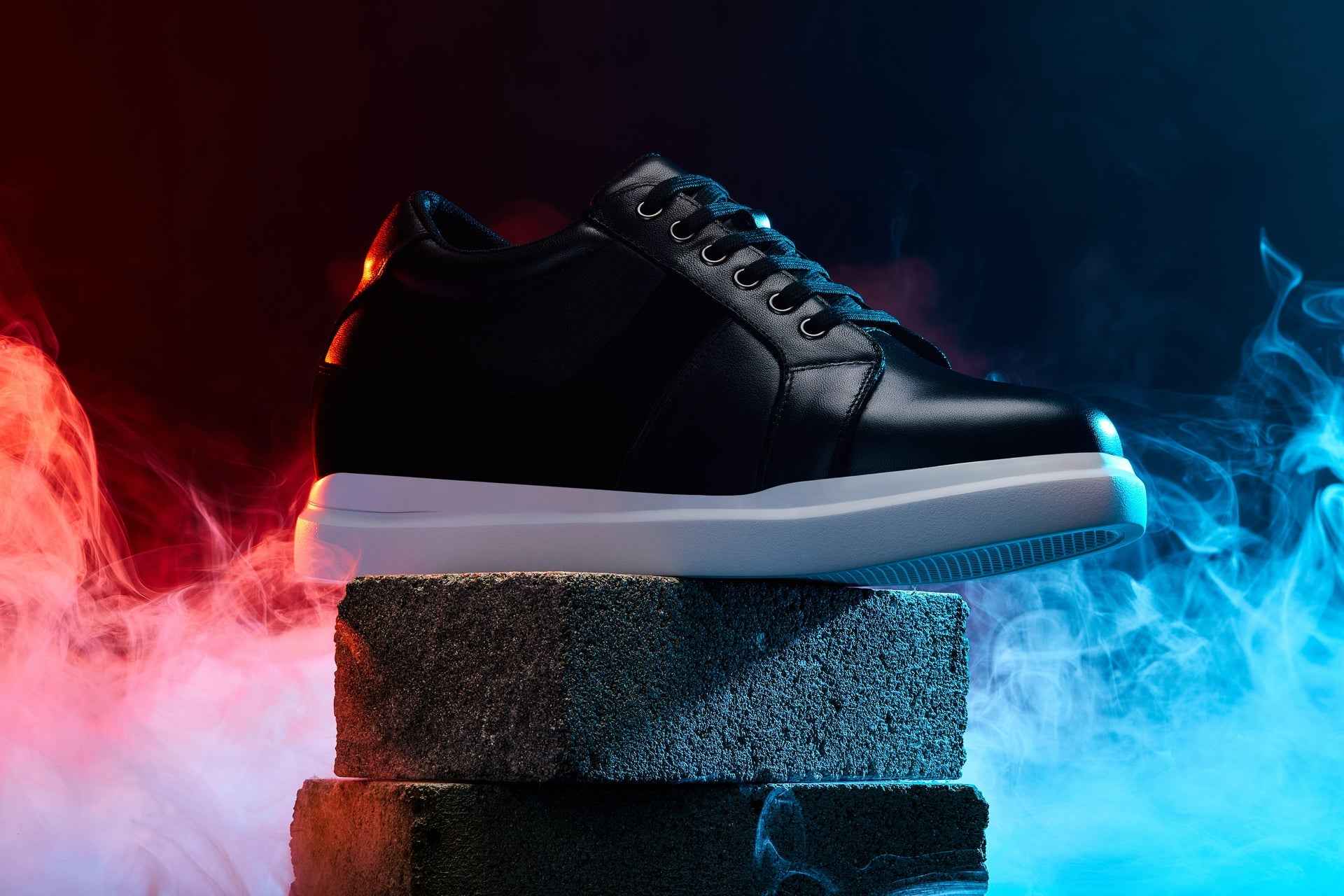 CALTO - K1530 - 3 Inches Taller (Black) - Lightweight Leather Sneakers Tallmenshoes.com