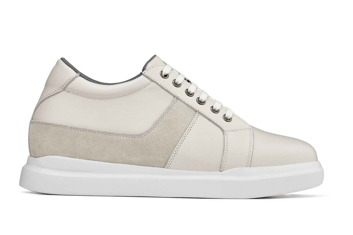 CALTO - K1531 - 3 Inches Taller (Off White) - Lightweight Leather Sneakers Tallmenshoes.com