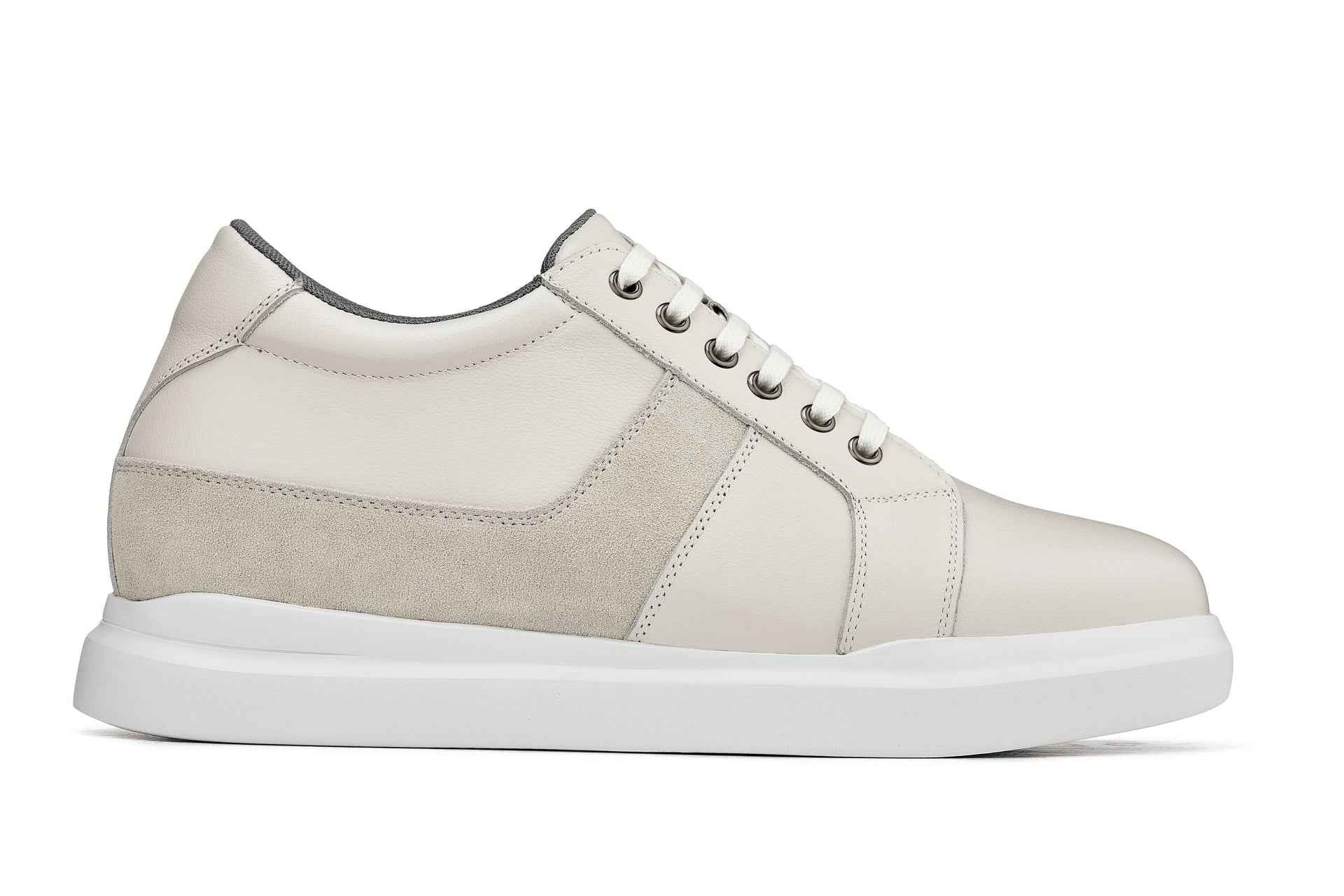 CALTO - K1531 - 3 Inches Taller (Off White) - Lightweight Leather Sneakers Tallmenshoes.com