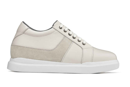 CALTO - K1531 - 3 Inches Taller (Off White) - Lightweight Leather Sneakers Tallmenshoes.com