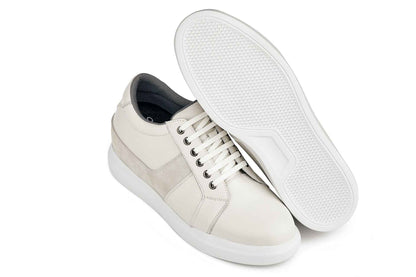 CALTO - K1531 - 3 Inches Taller (Off White) - Lightweight Leather Sneakers Tallmenshoes.com
