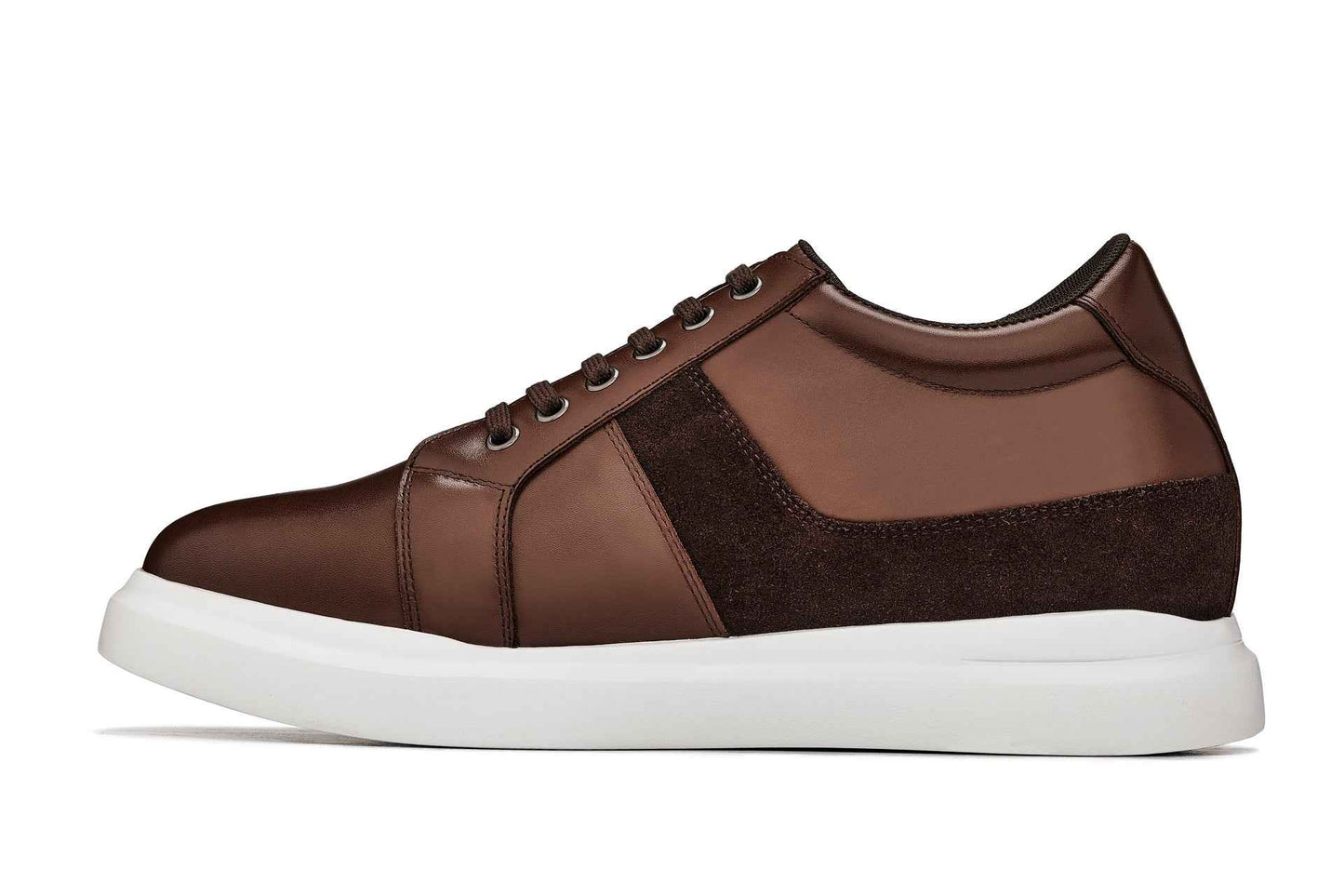 CALTO - K1532 - 3 Inches Taller (Coffee Brown) - Lightweight Leather Sneakers Tallmenshoes.com