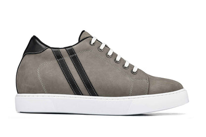 CALTO - K1550 - 2.8 Inches Taller (Nubuck Grey) - Lace Up Casual Sneakers Tallmenshoes.com