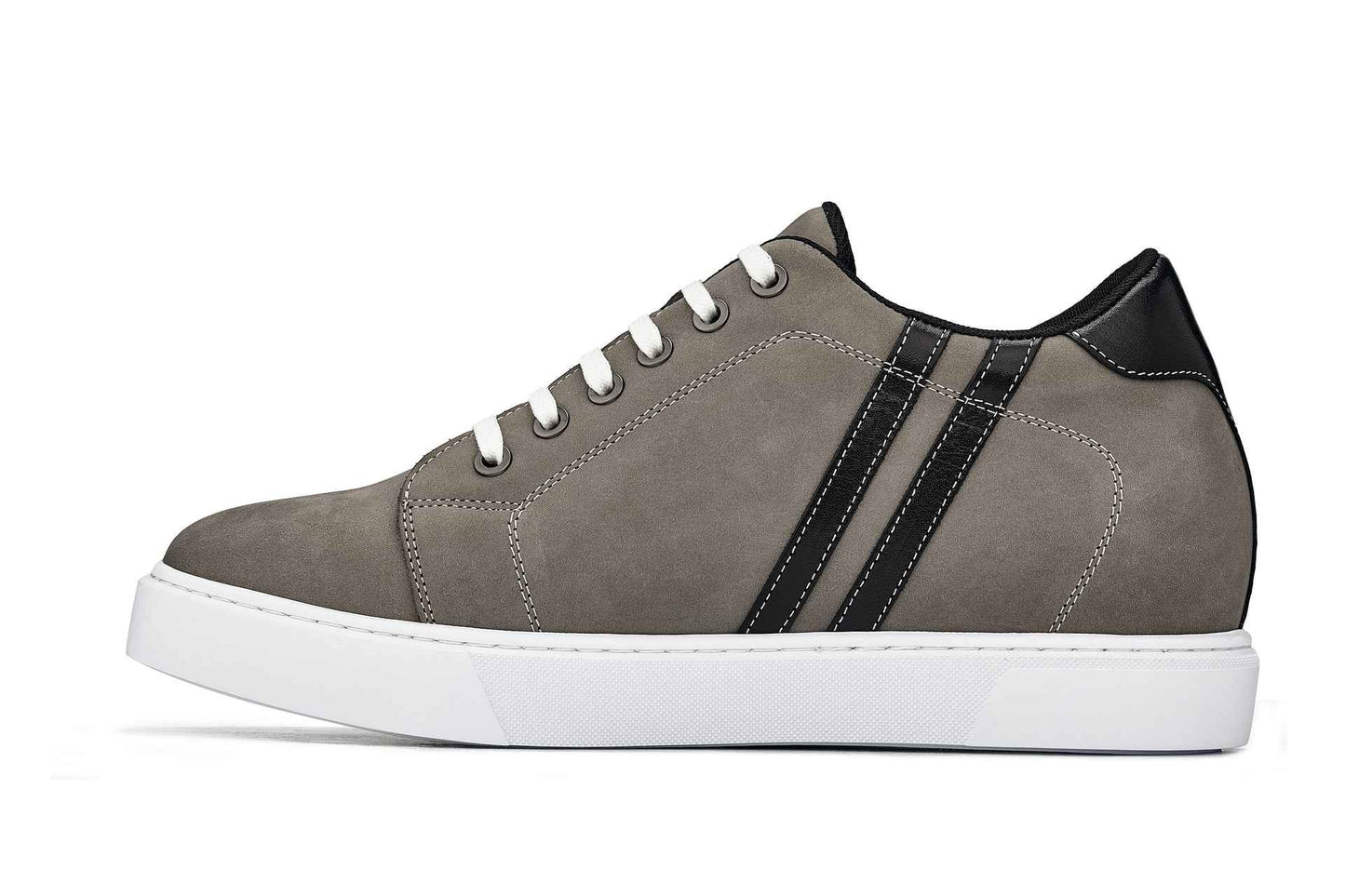 CALTO - K1550 - 2.8 Inches Taller (Nubuck Grey) - Lace Up Casual Sneakers Tallmenshoes.com