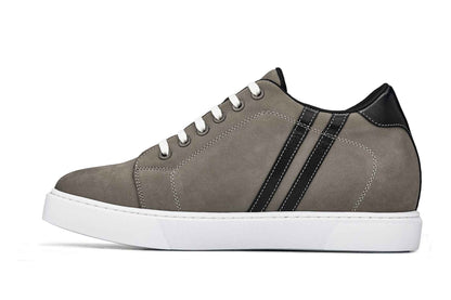 CALTO - K1550 - 2.8 Inches Taller (Nubuck Grey) - Lace Up Casual Sneakers Tallmenshoes.com