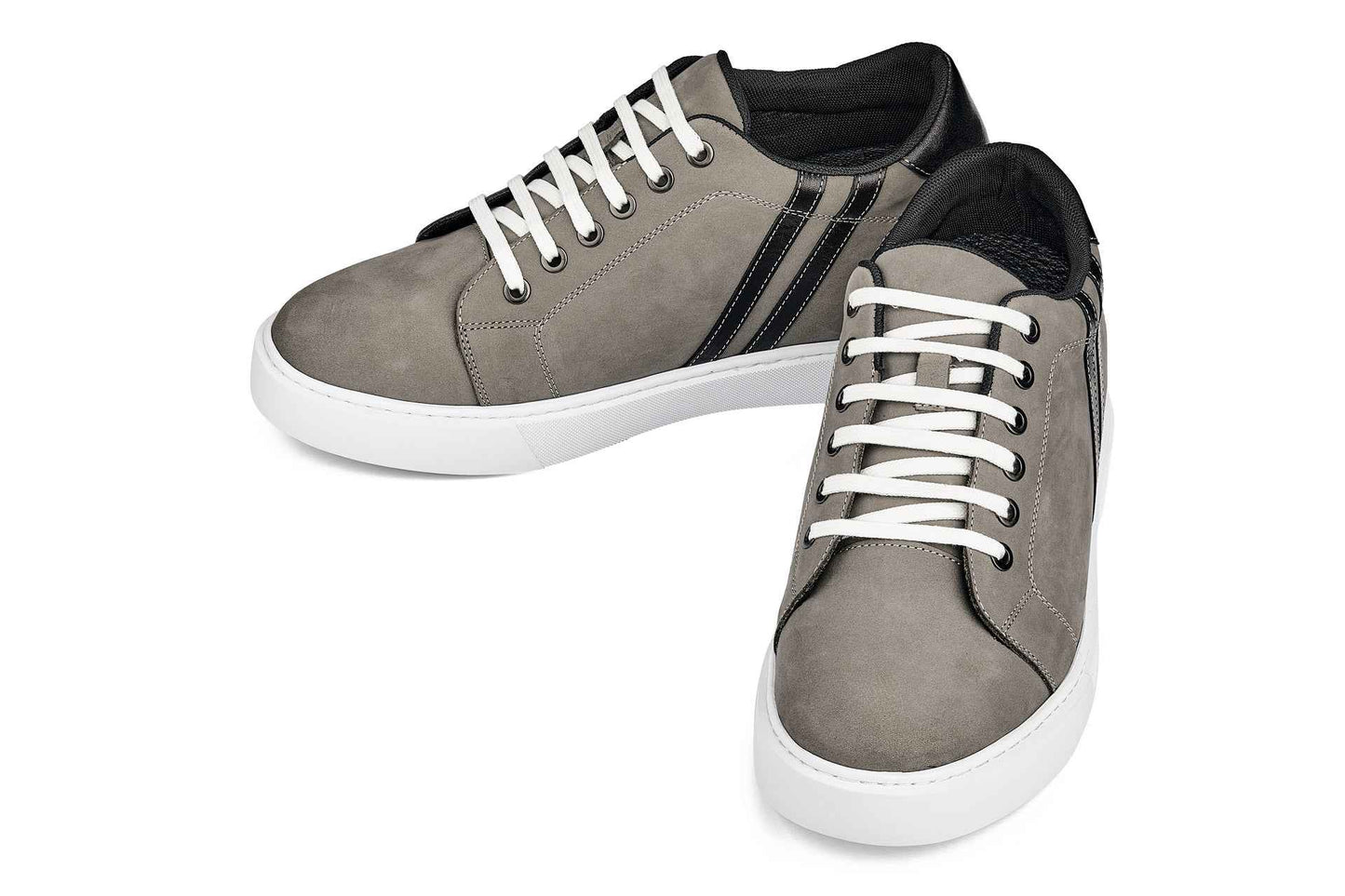 CALTO - K1550 - 2.8 Inches Taller (Nubuck Grey) - Lace Up Casual Sneakers Tallmenshoes.com