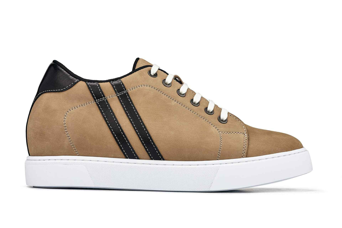 CALTO - K1551 - 2.8 Inches Taller (Nubuck Tan) - Lace Up Casual Sneakers Tallmenshoes.com