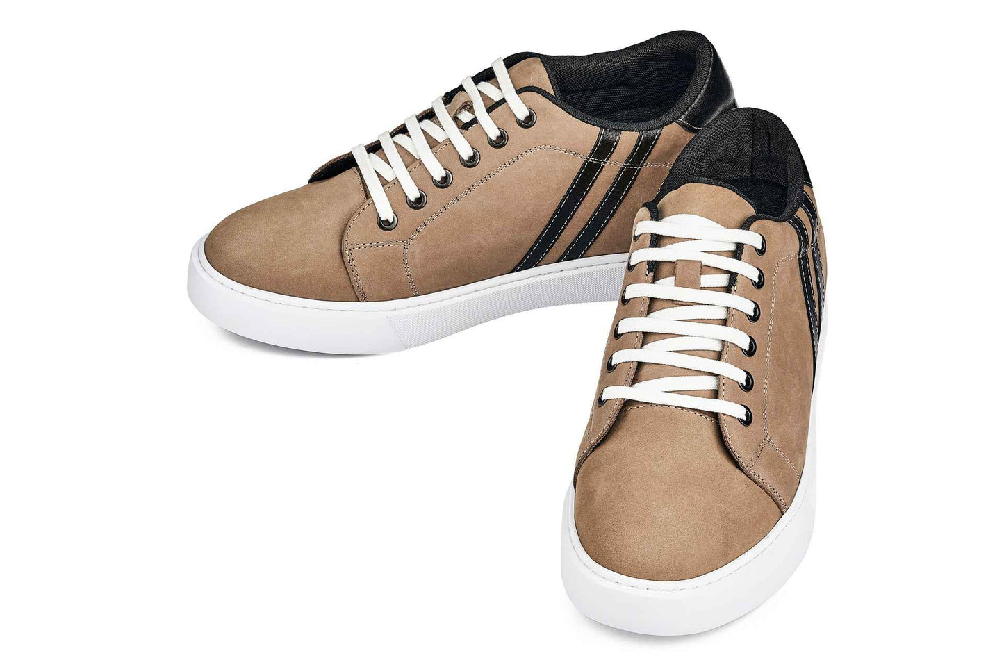 CALTO - K1551 - 2.8 Inches Taller (Nubuck Tan) - Lace Up Casual Sneakers Tallmenshoes.com