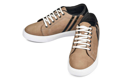 CALTO - K1551 - 2.8 Inches Taller (Nubuck Tan) - Lace Up Casual Sneakers Tallmenshoes.com
