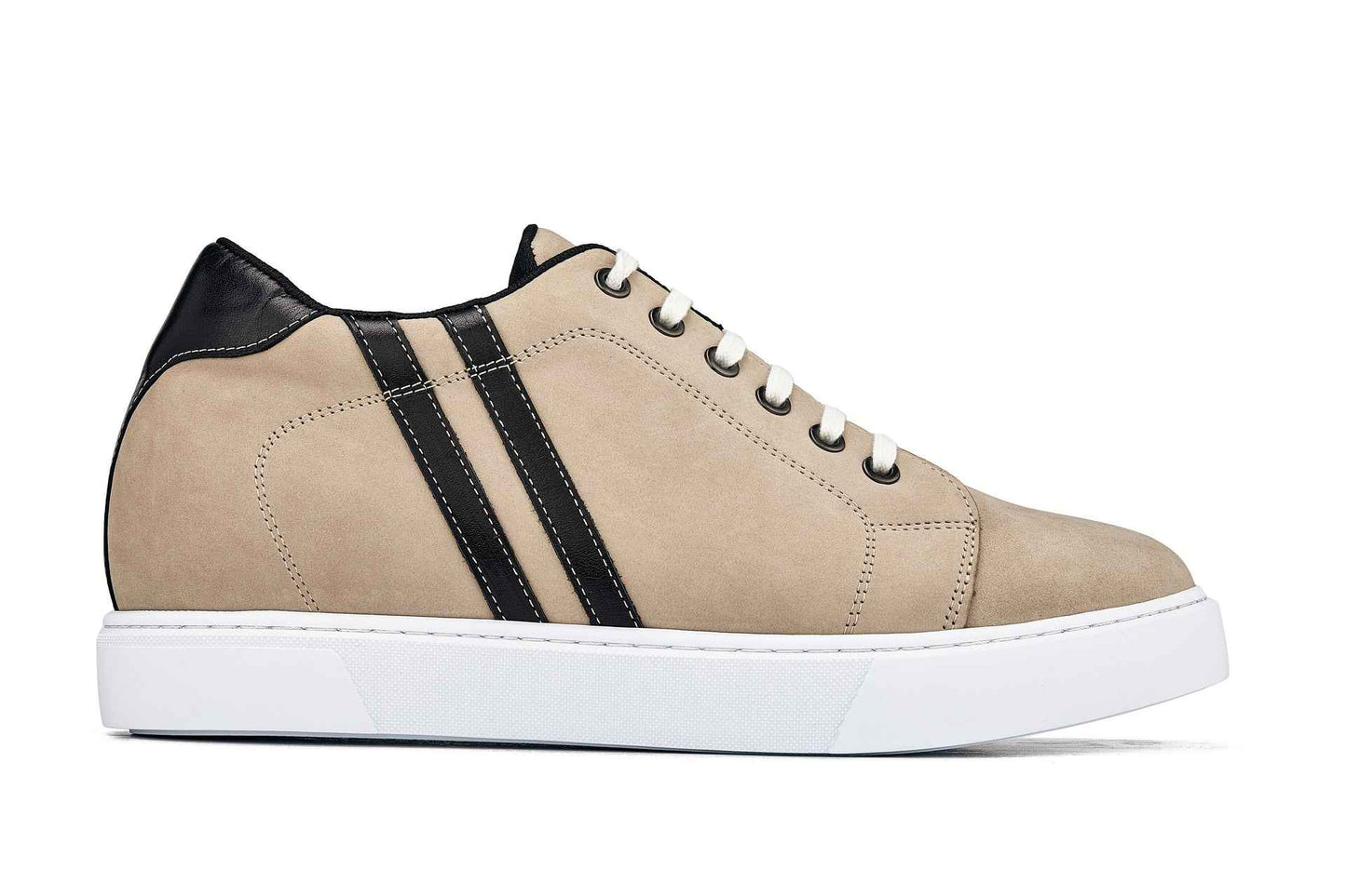 CALTO - K1552 - 2.8 Inches Taller (Taupe) - Lace Up Casual Sneakers Tallmenshoes.com