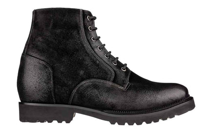 CALTO - K24401 - 3 Inches Taller (Nubuck Black) - Casual Zipper Boots Tallmenshoes.com