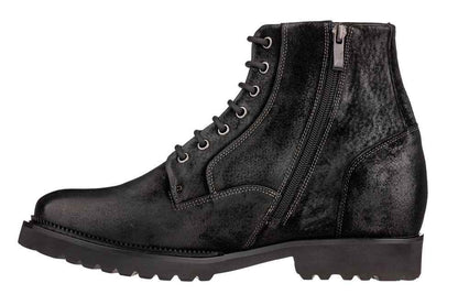 CALTO - K24401 - 3 Inches Taller (Nubuck Black) - Casual Zipper Boots Tallmenshoes.com