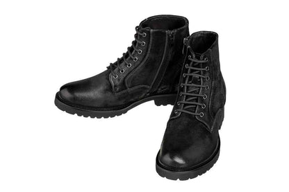 CALTO - K24401 - 3 Inches Taller (Nubuck Black) - Casual Zipper Boots Tallmenshoes.com