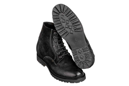 CALTO - K24401 - 3 Inches Taller (Nubuck Black) - Casual Zipper Boots Tallmenshoes.com