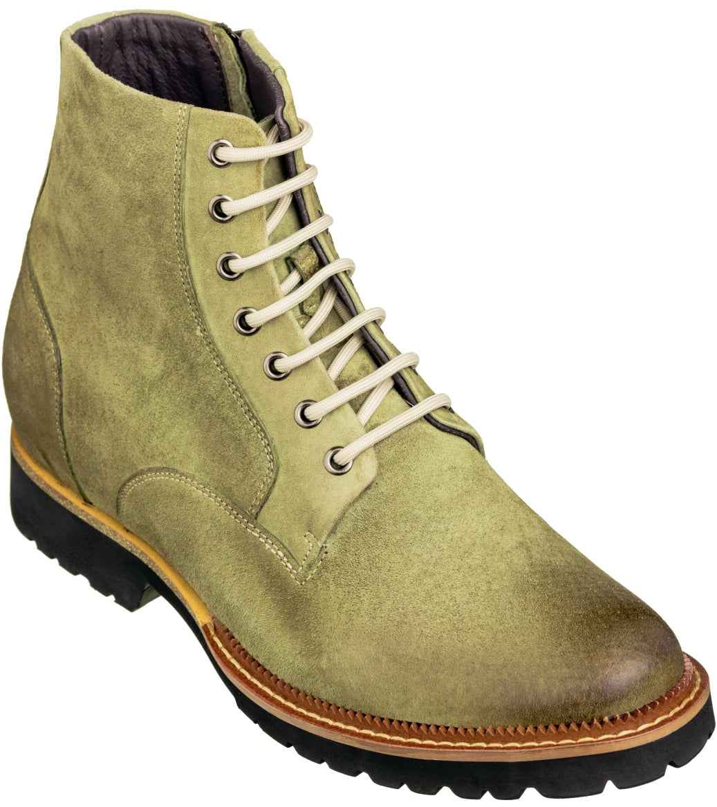 CALTO - K24402 - 3 Inches Taller (Olive) - Casual Zipper Boots Tallmenshoes.com