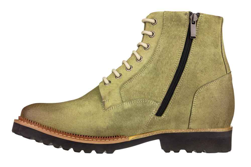 CALTO - K24402 - 3 Inches Taller (Olive) - Casual Zipper Boots Tallmenshoes.com