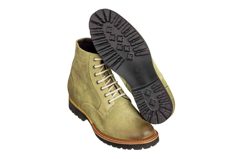 CALTO - K24402 - 3 Inches Taller (Olive) - Casual Zipper Boots Tallmenshoes.com