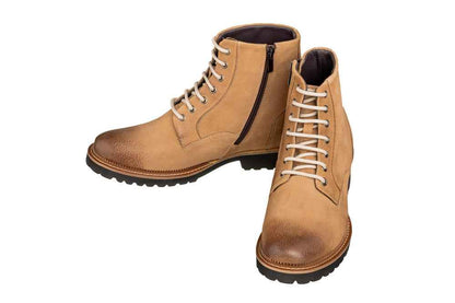 CALTO - K24403 - 3 Inches Taller (Brown) - Casual Zipper Boots Tallmenshoes.com