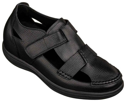 CALTO - K2661 - 3.2 Inches Taller (Black) - Casual Fisherman Sandal Tallmenshoes.com