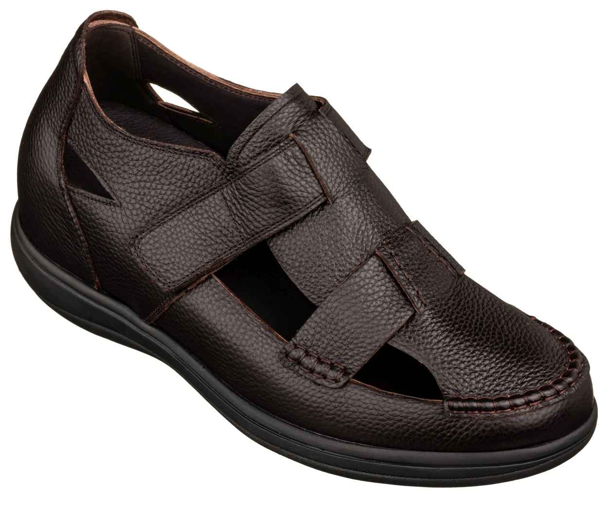 CALTO - K2662 - 3.2 Inches Taller (Dark Brown) - Casual Fisherman Sandal Tallmenshoes.com
