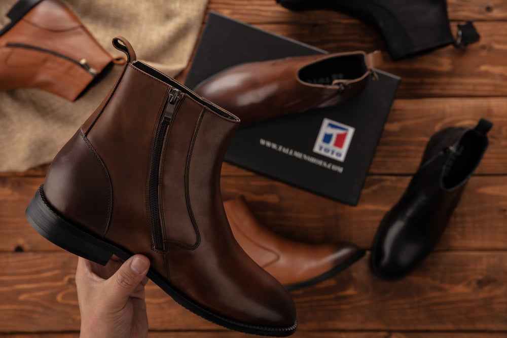 TOTO - K33093 - 2.6 Inches Taller (Coffee Brown) - Zipper Boot Tallmenshoes.com