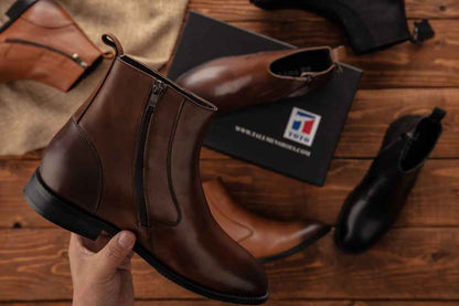 TOTO - K33093 - 2.6 Inches Taller (Coffee Brown) - Zipper Boot Tallmenshoes.com