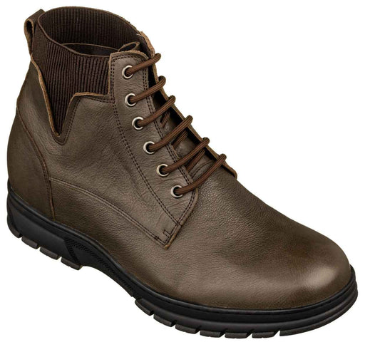 TOTO - K84016 - 2.8 Inches Taller (Chocolate Brown) - High Top Work Boots Tallmenshoes.com