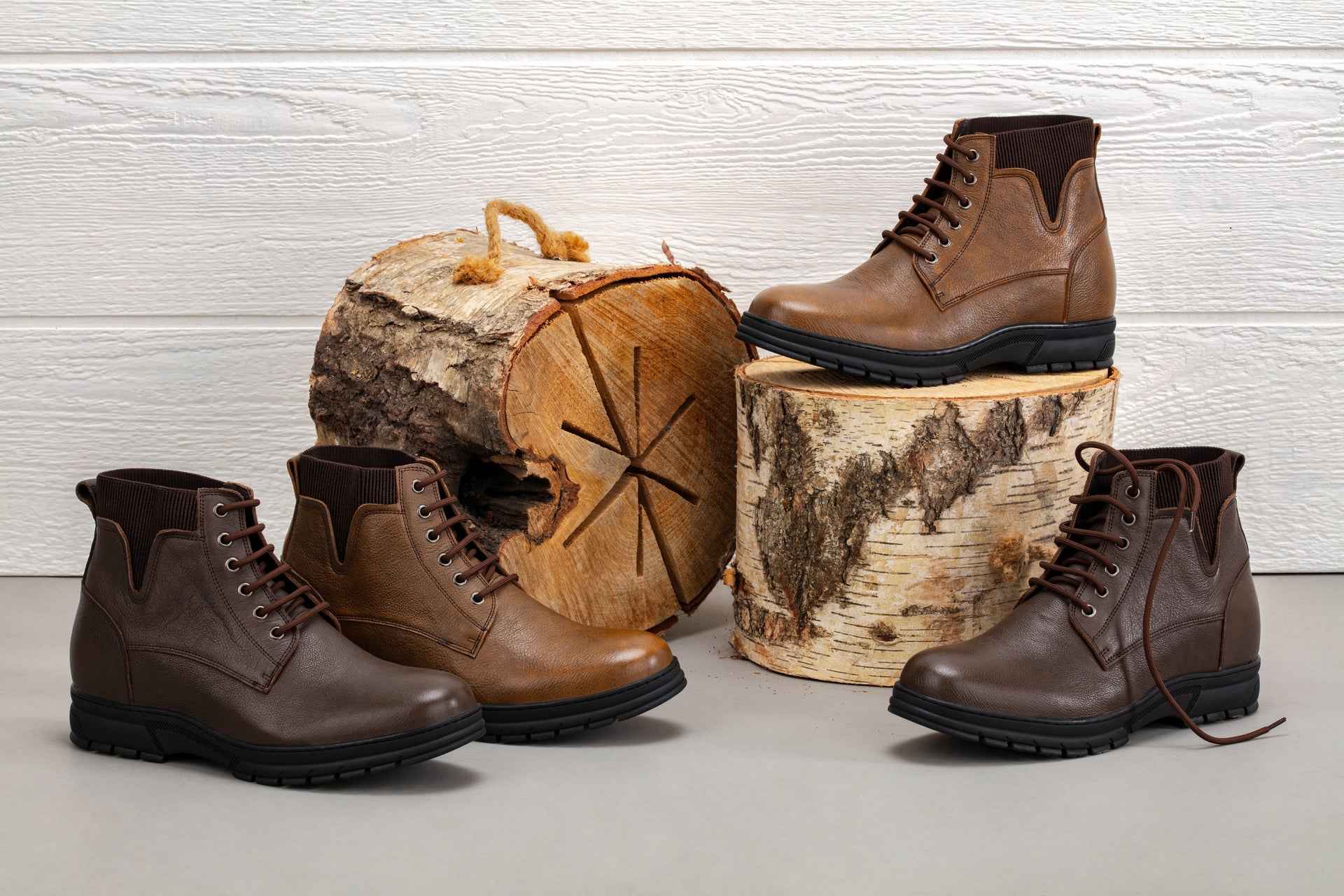 TOTO - K84016 - 2.8 Inches Taller (Chocolate Brown) - High Top Work Boots Tallmenshoes.com