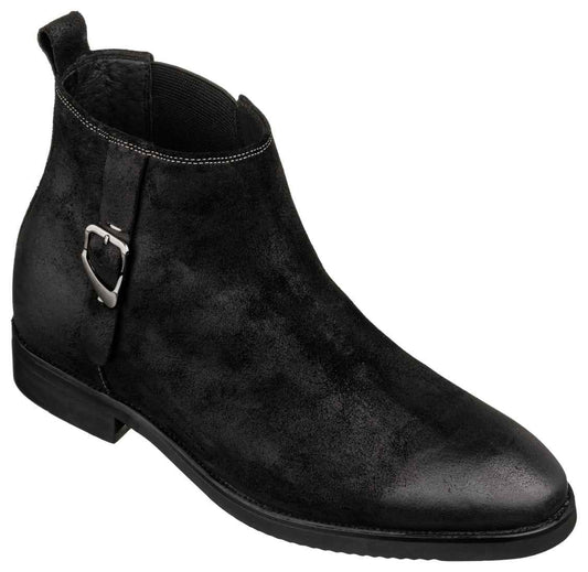 TOTO - K92081 - 3 Inches Taller (Nubuck Black) - Chelsea Ankle Boots Tallmenshoes.com