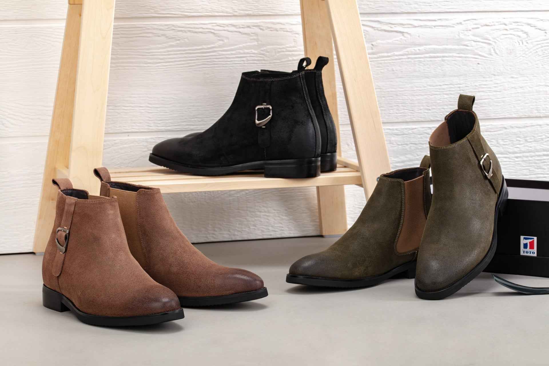 TOTO - K92081 - 3 Inches Taller (Nubuck Black) - Chelsea Ankle Boots Tallmenshoes.com