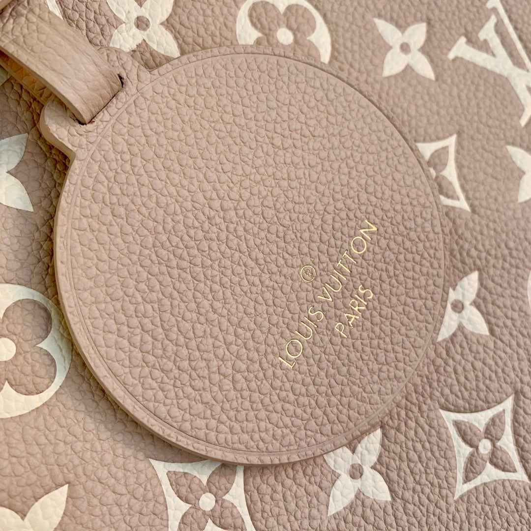 ONTHEGO MM BAG M46128 MONOGRAM EMPREINTE TOTE BAG Beige/Pink/Yellow