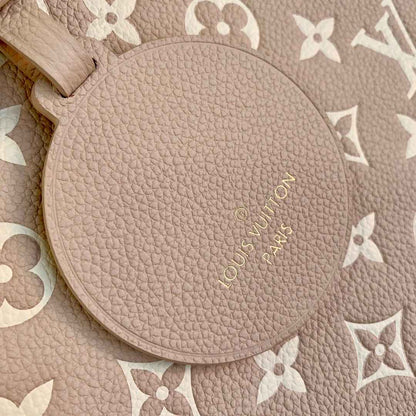 ONTHEGO MM BAG M46128 MONOGRAM EMPREINTE TOTE BAG Beige/Pink/Yellow