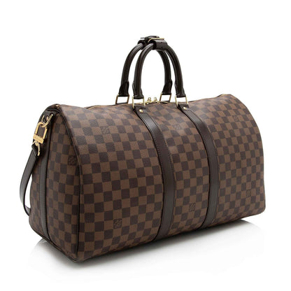 LV Damier Ebene Keepall Bandouliere 45 Duffel Bag