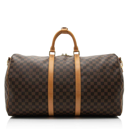 LV Damier Ebene Keepall Bandouliere 55 Duffle Bag