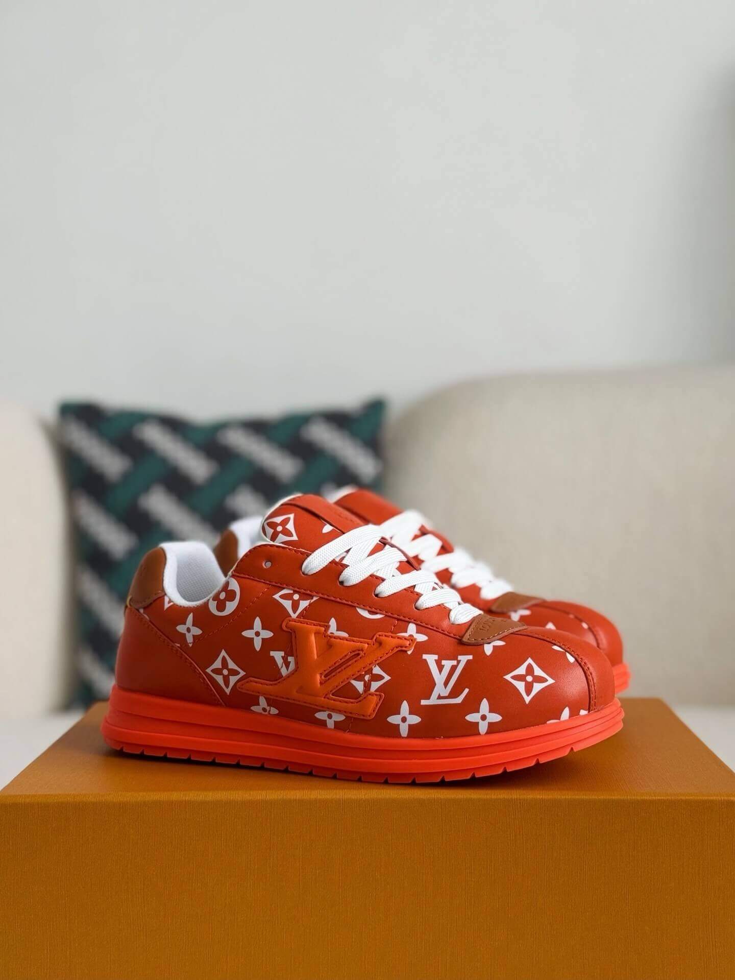 Orange L V Monogram ButterSoft Sneakers - Wolvess