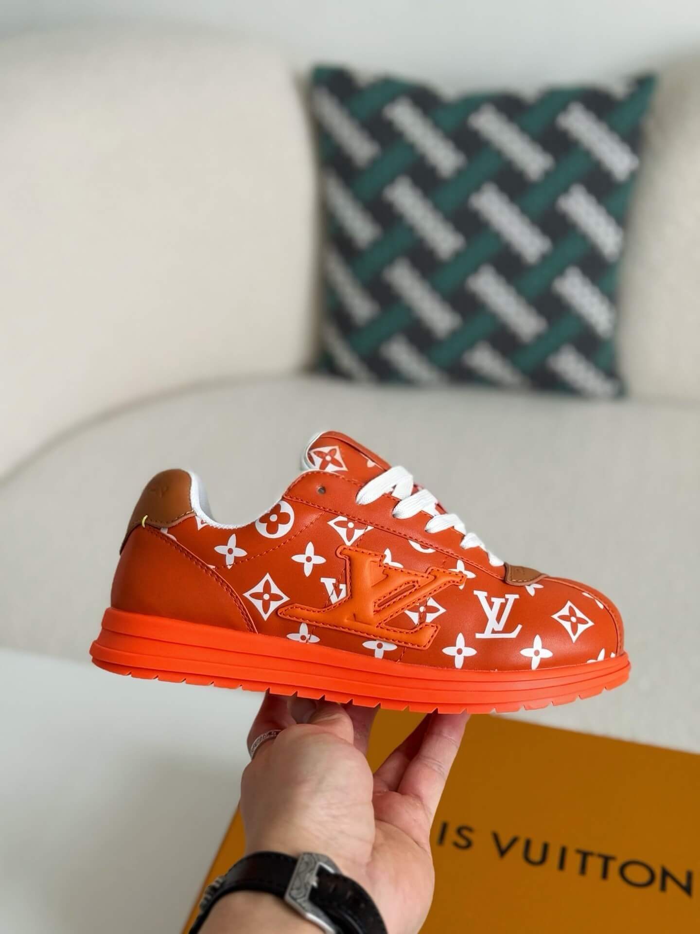 Orange L V Monogram ButterSoft Sneakers - Wolvess