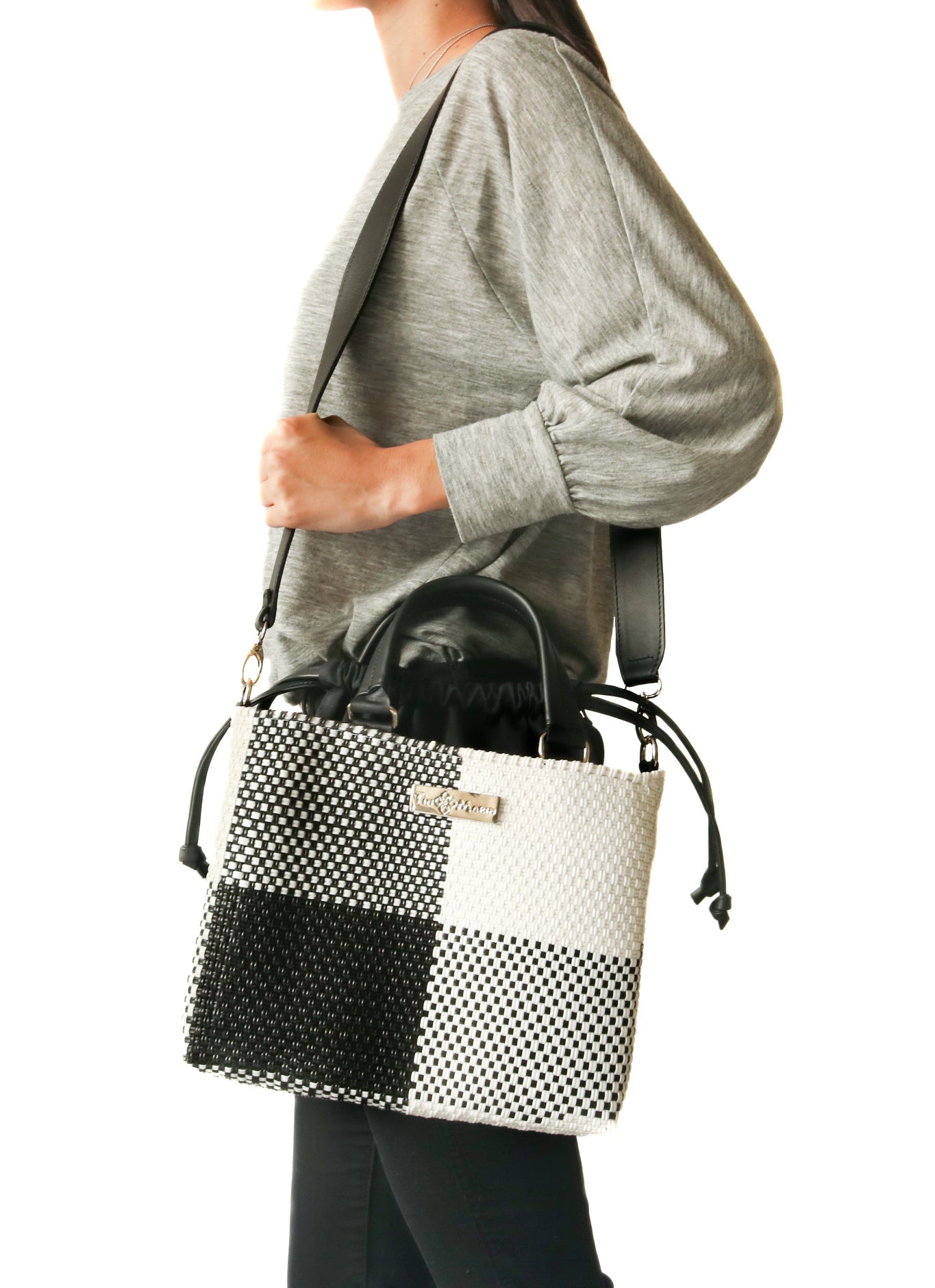 Lucy Medium Woven Crossbody Drawstring Bag Tin Marin Brand