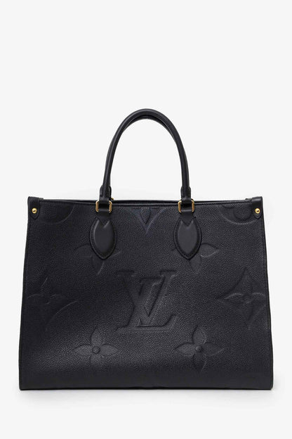 Wolvess Black Monogram Empreinte Leather 'Onthego' MM Tote